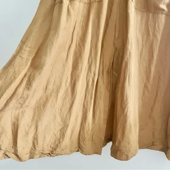 Madewell Linen Blend Dolman Sleeve Midi Dress Caramel Coffee Brown VNeck READ 4