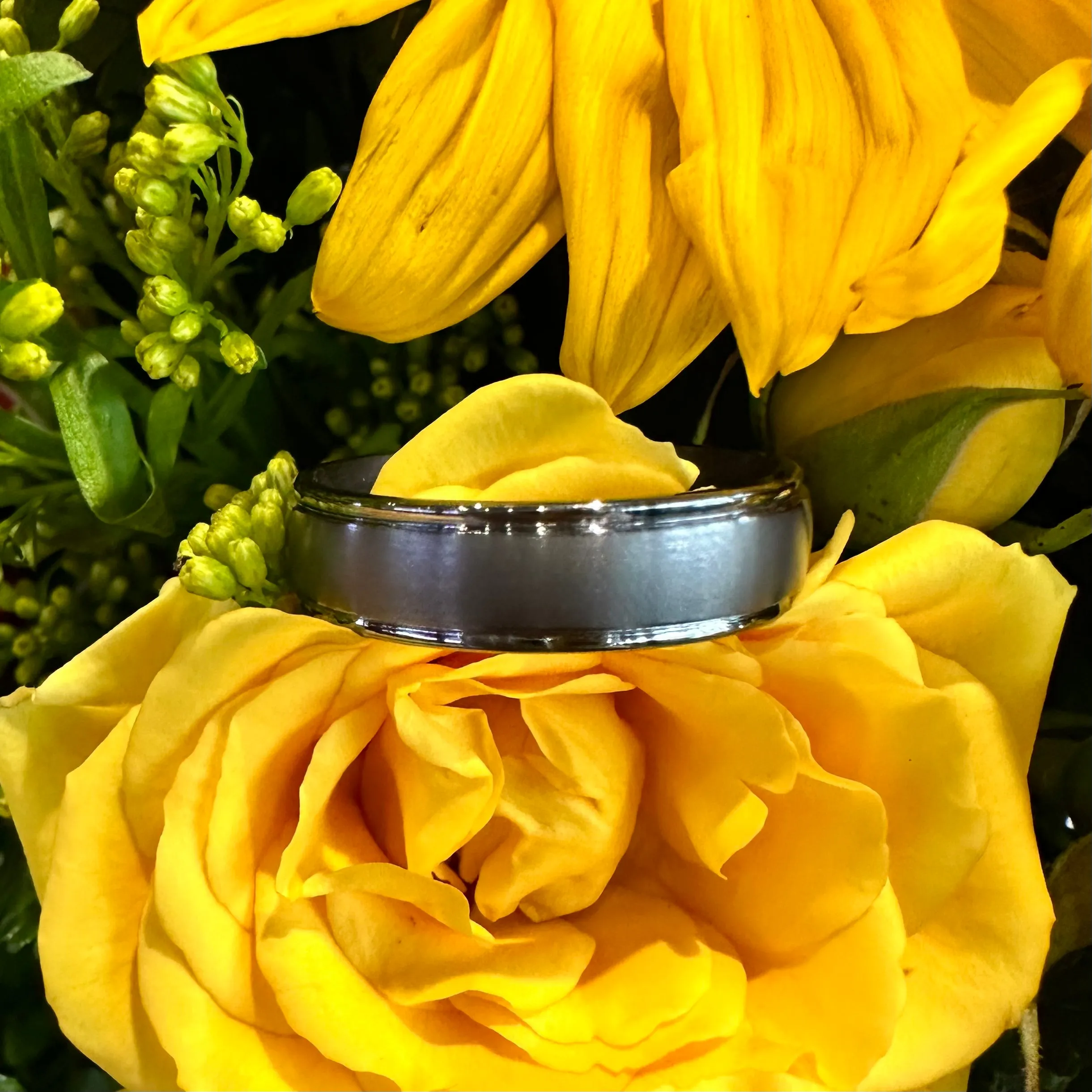 Malo Tantalum Satin and Polished Band Ring TANT-007-6