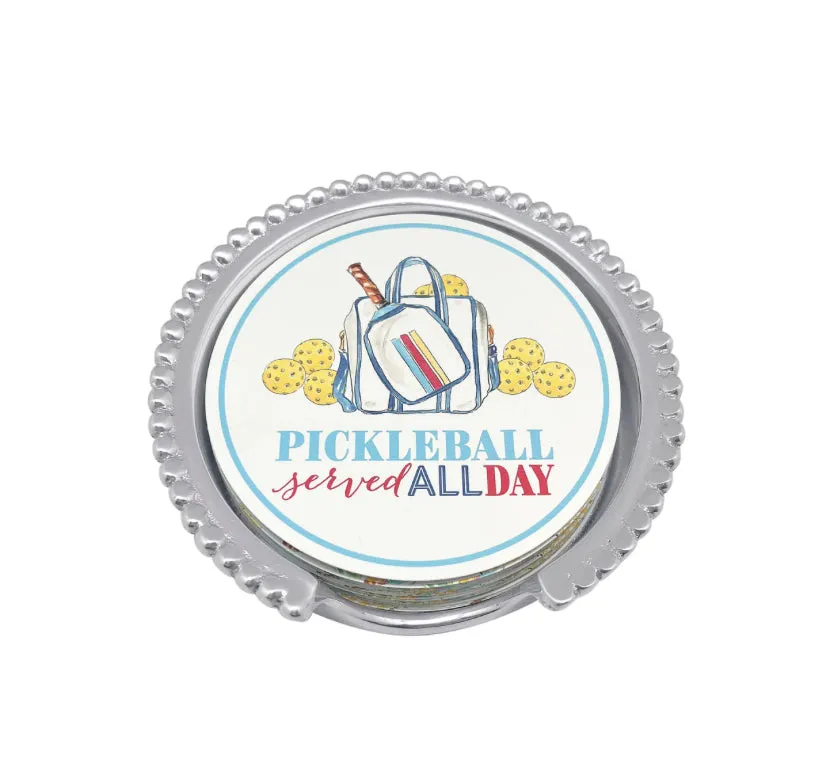 Mariposa Pickleball Served All Day Beaded Coaster Set