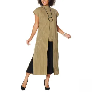Marla Wynne Womens Pleated Sleeveless Duster with Side Snaps