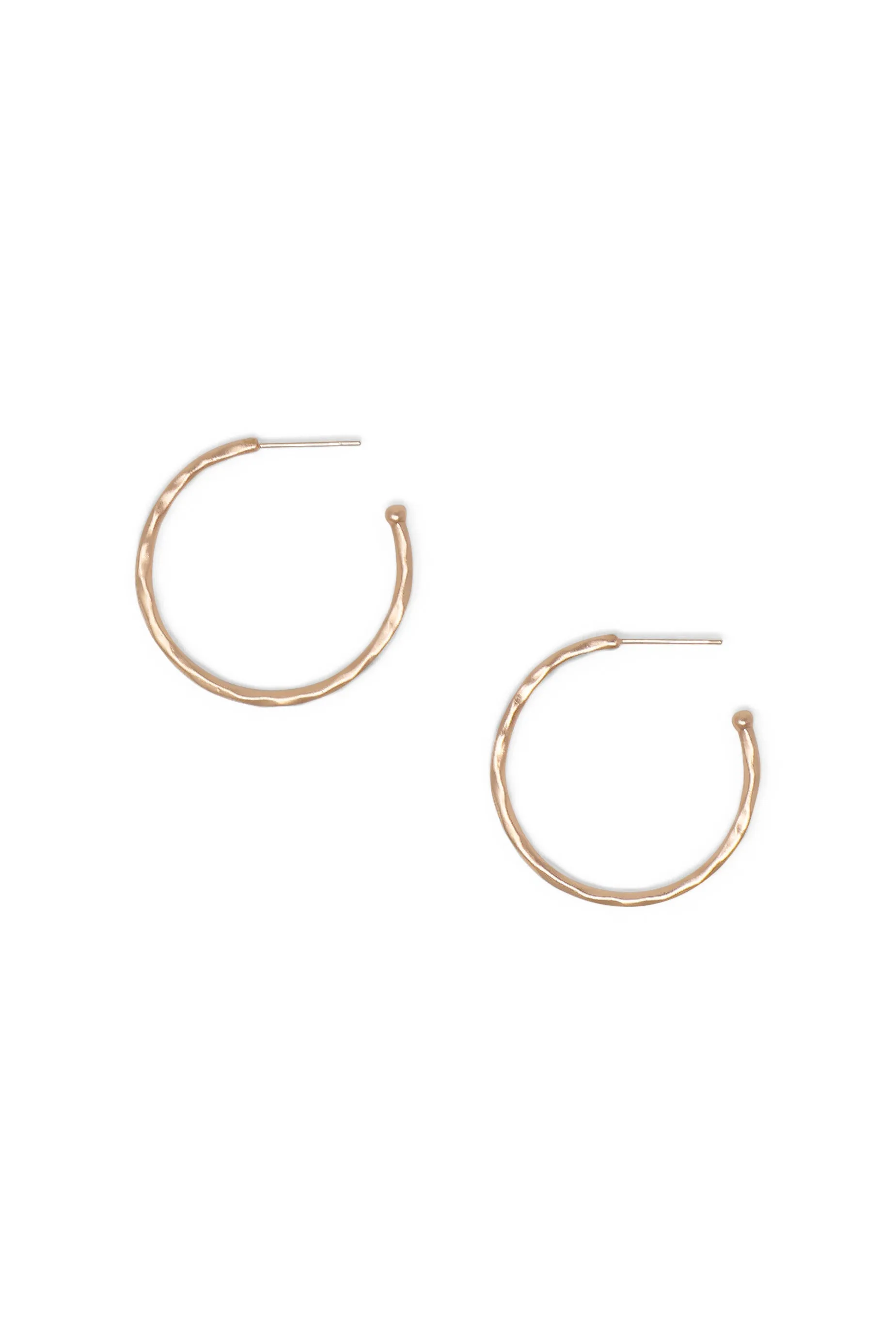 Matte Hammered Rose Gold Hoops, Small