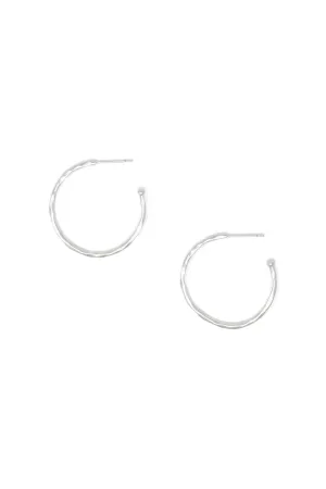 Matte Hammered Silver Hoops, Small