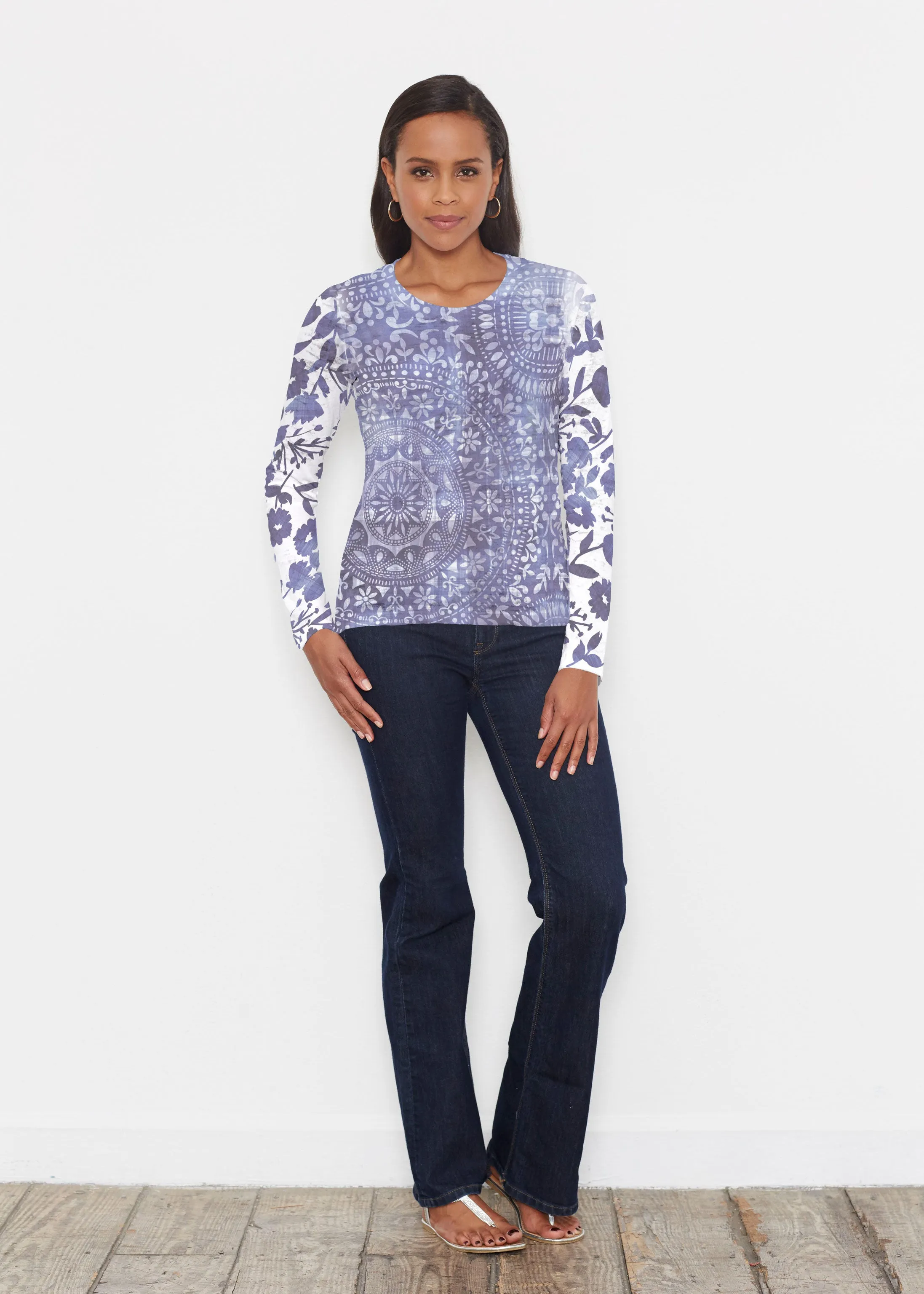 Medallion Flower (13453) ~ Signature Long Sleeve Crew Shirt