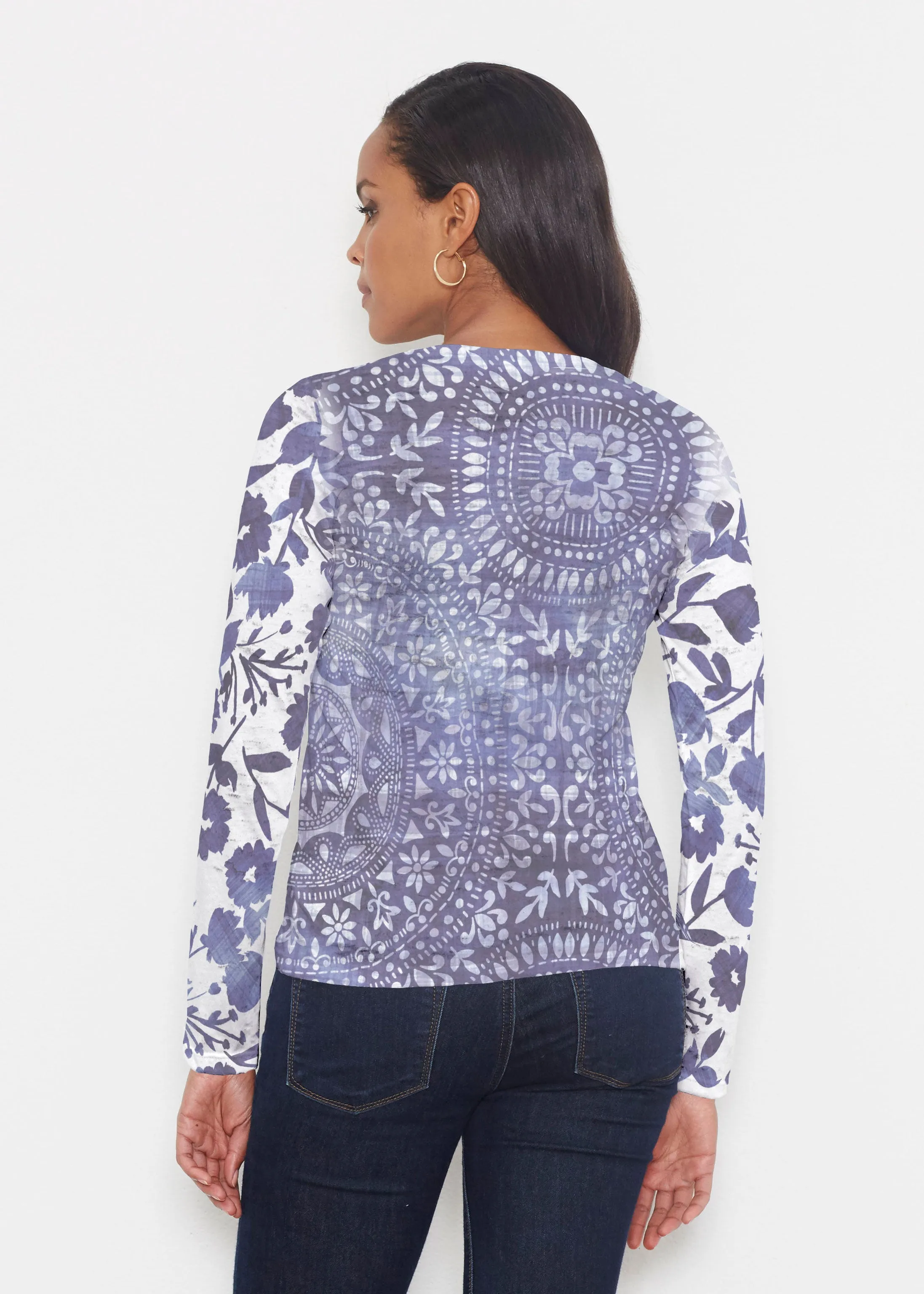 Medallion Flower (13453) ~ Signature Long Sleeve Crew Shirt