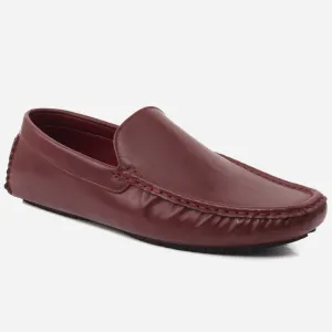 Men “MARIO” Plain Glossy Surface Slip-On Moc Toe Loafer Shoes