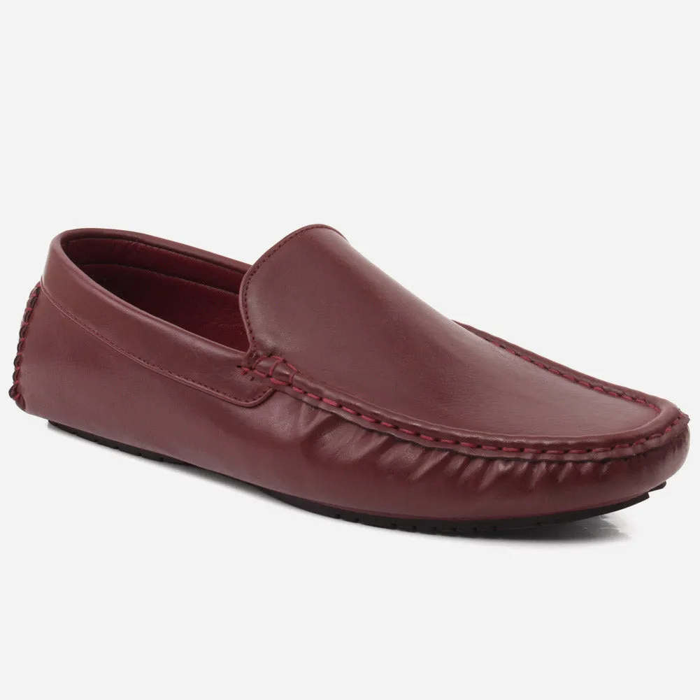 Men “MARIO” Plain Glossy Surface Slip-On Moc Toe Loafer Shoes