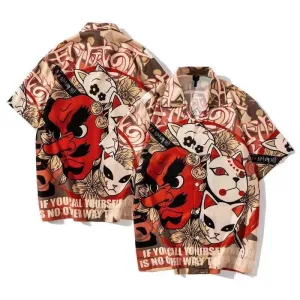 Men's Animated Encrypted Designed Vintage Shirt