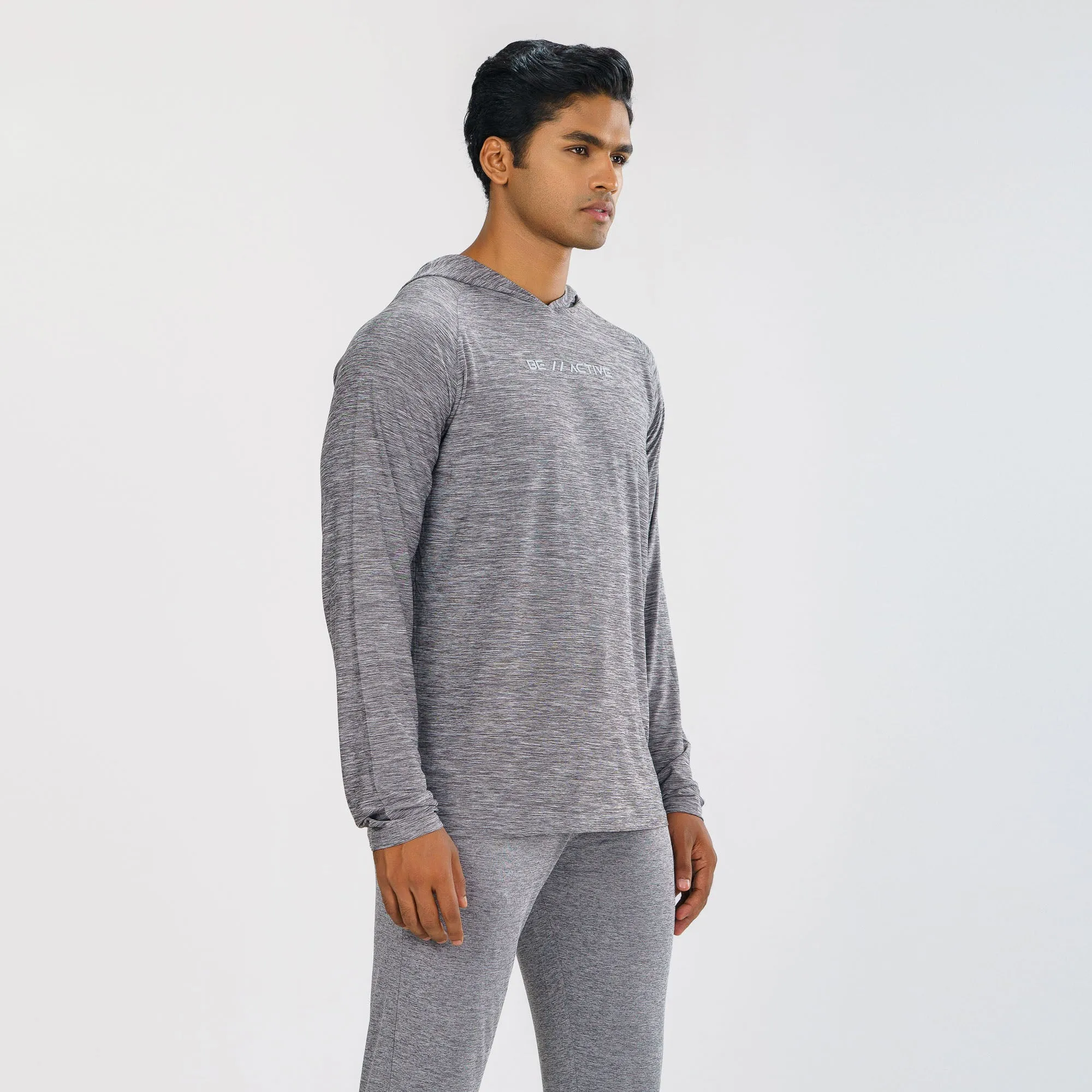 Mens Grey Melange Hoodie