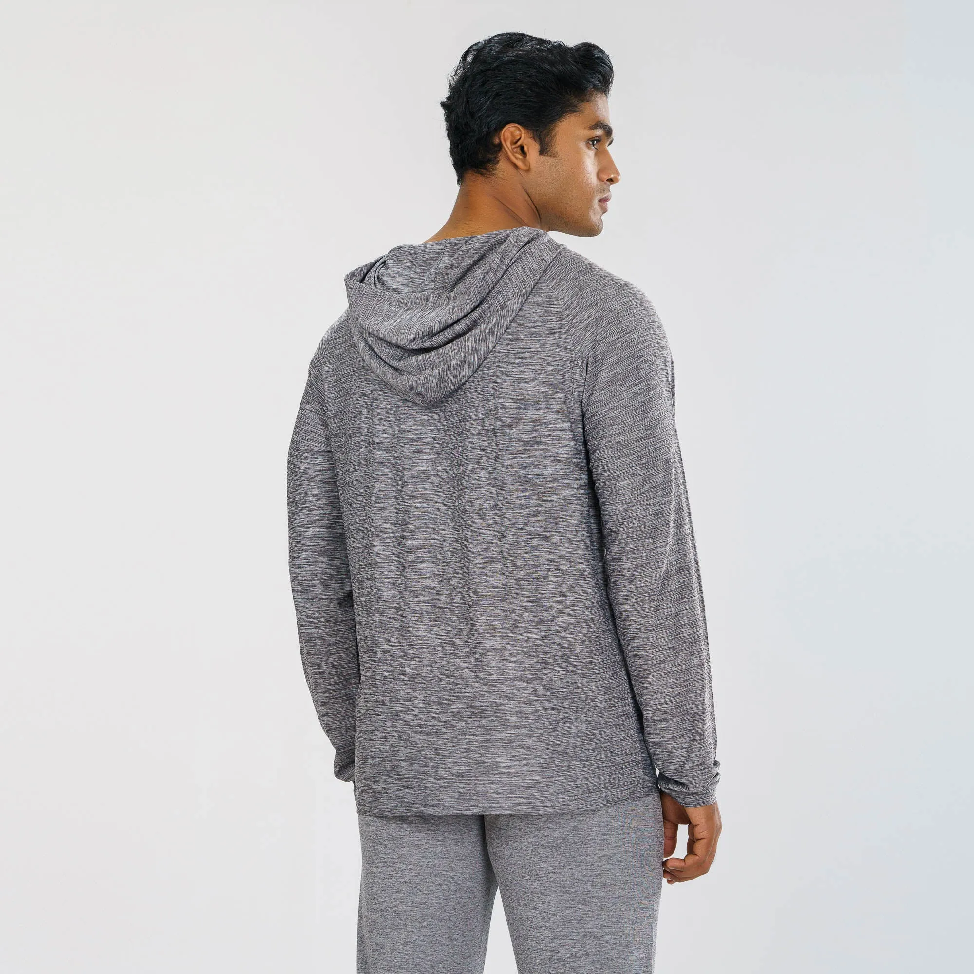 Mens Grey Melange Hoodie