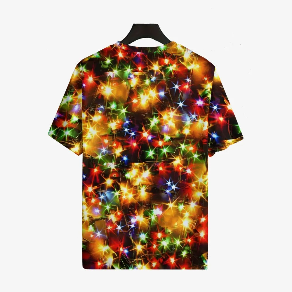 Men's Holiday Colorful Lights Round Neck Casual T-Shirt 2311000636