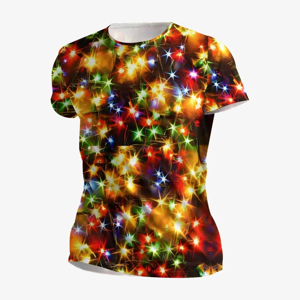 Men's Holiday Colorful Lights Round Neck Casual T-Shirt 2311000636
