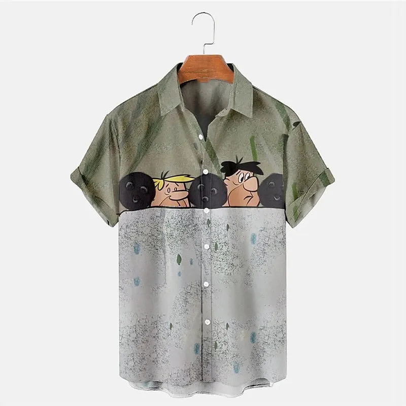 Men's Letter Graphic Prints Bowling Ball Turndown Shirt 2406003309