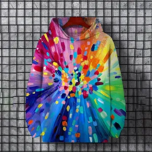Men's Stacked Paint Colorful Art Print Casual Hoodie