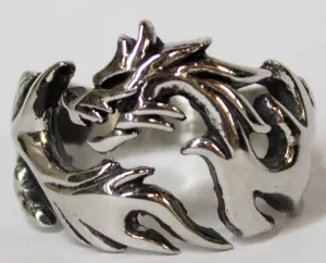 Men's Stainless Steel Dress Ring Wrap Around Dragon 093