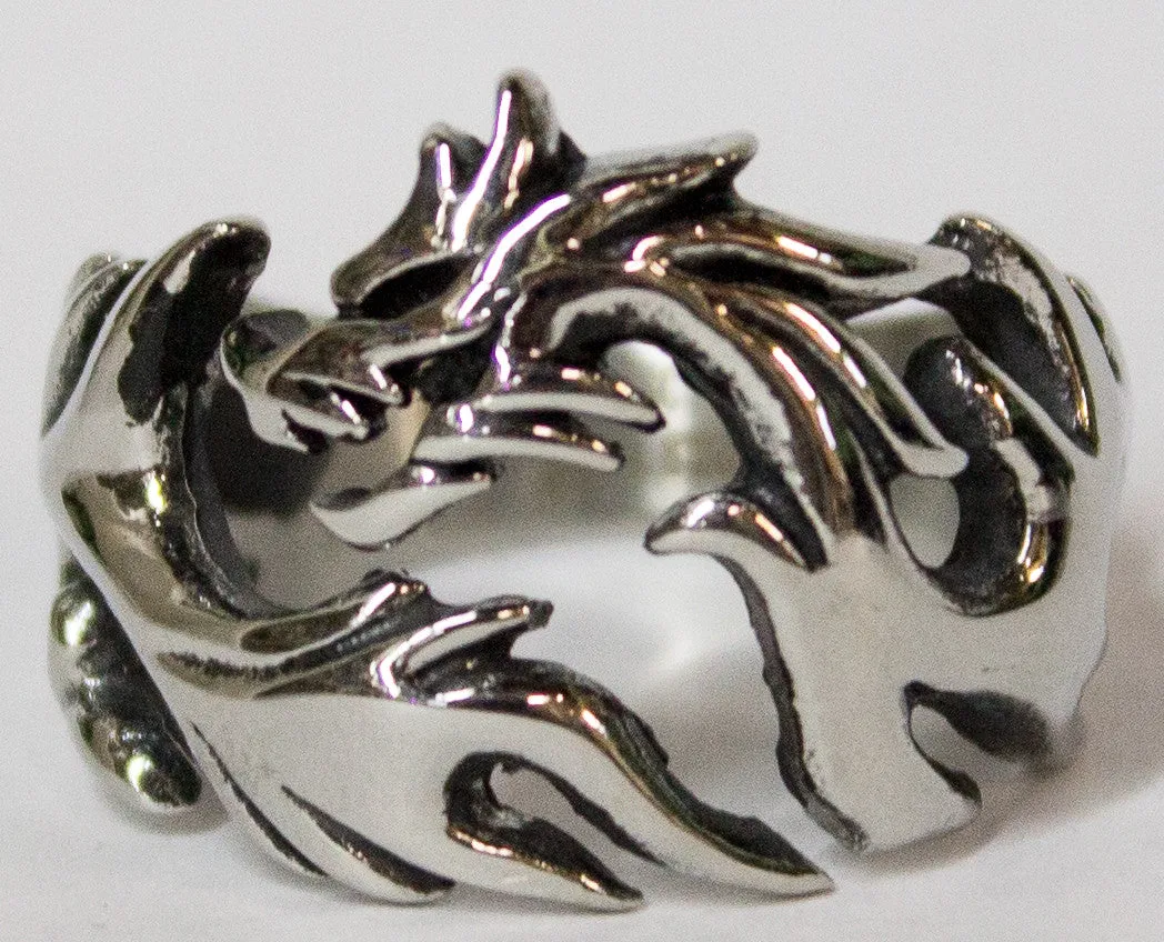 Men's Stainless Steel Dress Ring Wrap Around Dragon 093