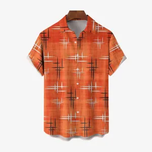 Men's Texture Star Casual Short Sleeve Shirt 2402000134