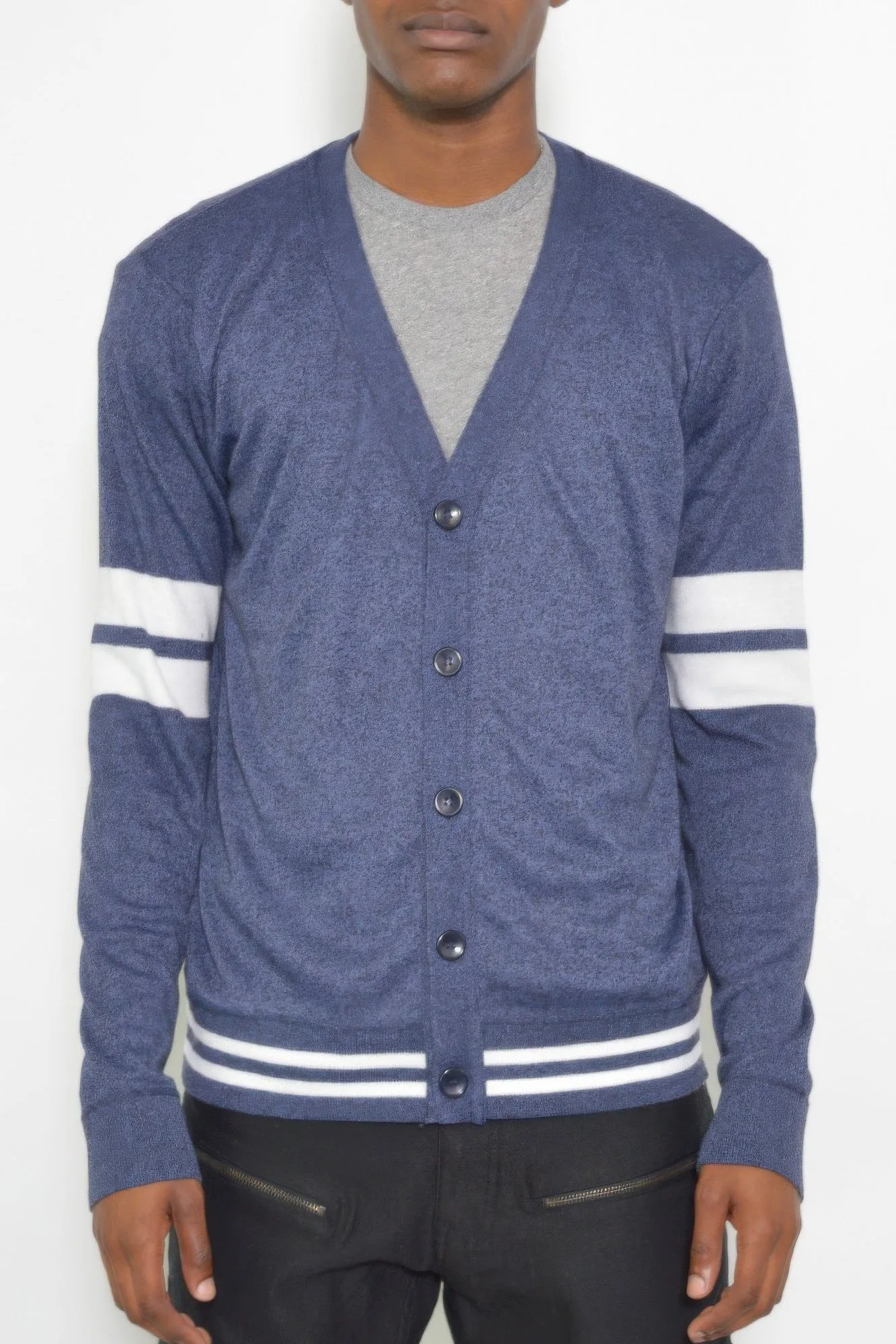 Mens Two Stripe Button Cardiganirt