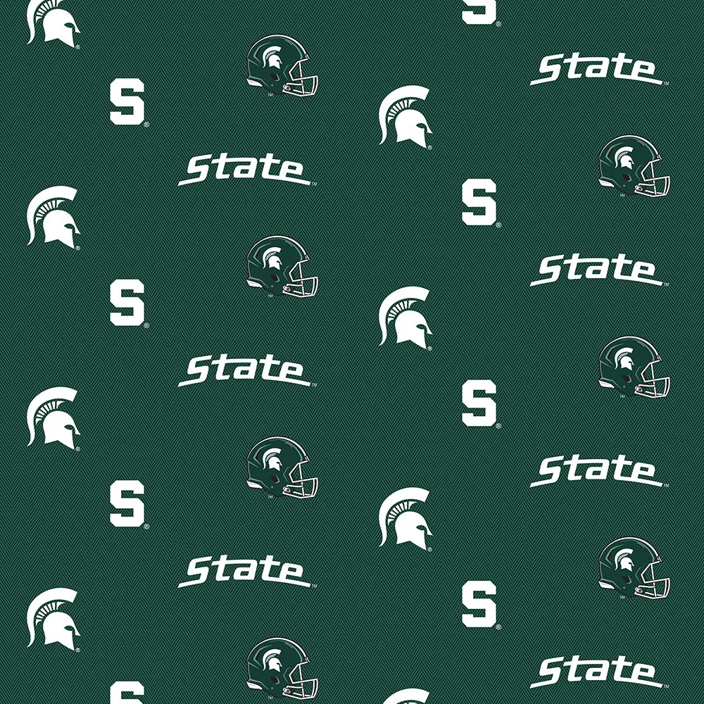 MICHIGAN STATE UNIVERSITY-Herringbone Allover-100% Cotton-MIST098