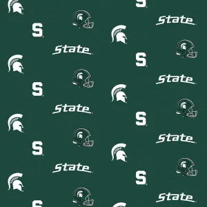 MICHIGAN STATE UNIVERSITY-Herringbone Allover-100% Cotton-MIST098