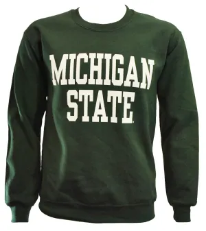 Michigan State University Spartans Block Design Crewneck Forest & Dark Heather Sport Green