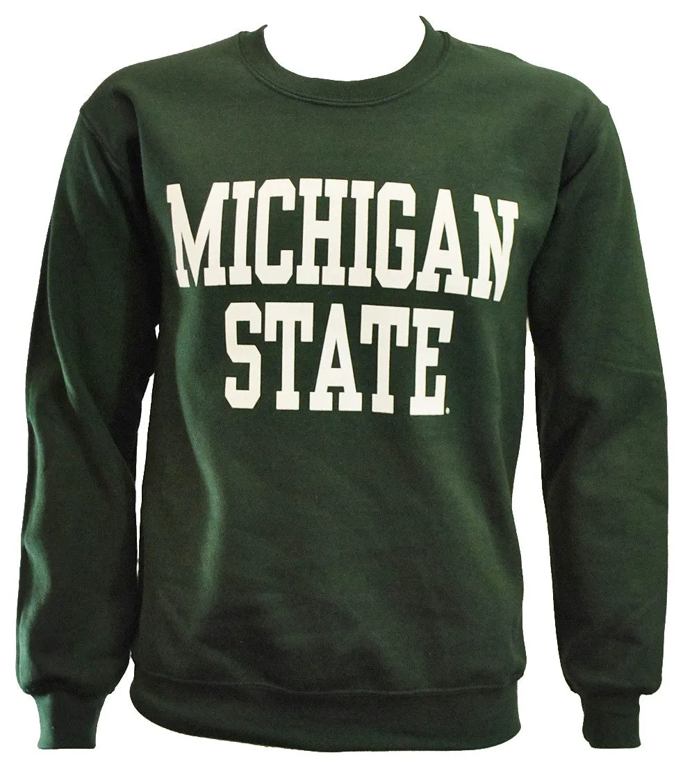 Michigan State University Spartans Block Design Crewneck Forest & Dark Heather Sport Green