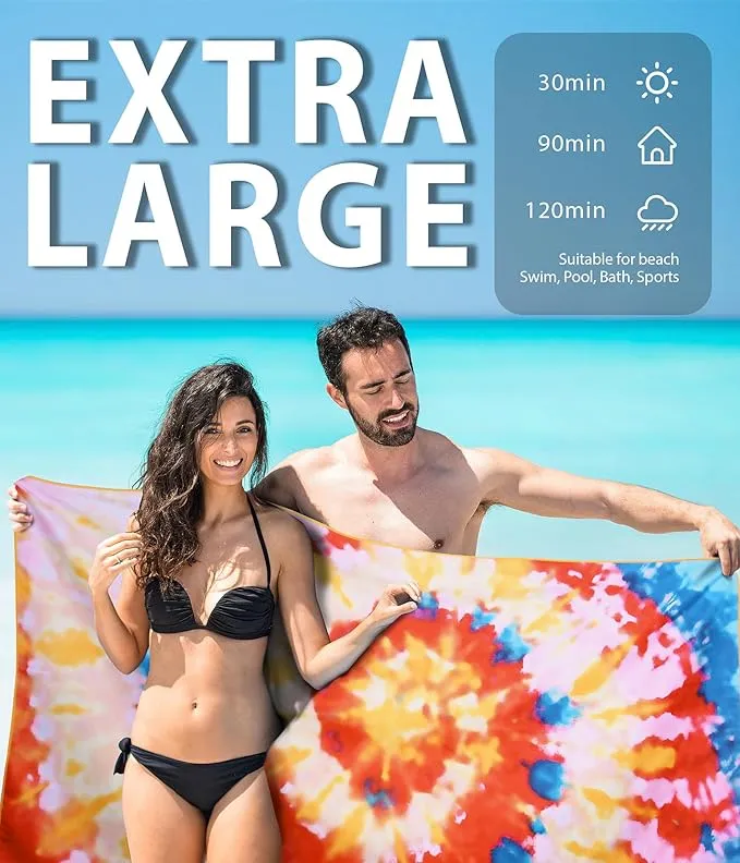 Microfiber Beach Towel – Orange Soda Quick Dry Lightweight Sand Free Oversized Large Towel Accessories Travel Must Have Swim Pool Yoga Camping Gear Summer Cruise Ship Essentials Cloud Compact Gift