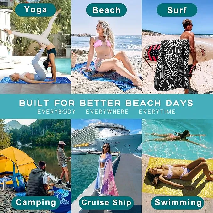 Microfiber Beach Towel –Turtle Series Quick Dry Lightweight Sand Free Oversized Towel Accessories Travel Must Have Swim Pool Yoga Camping Gear Summer Cruise Ship Essentials Cloud Compact Gift 71" 32"