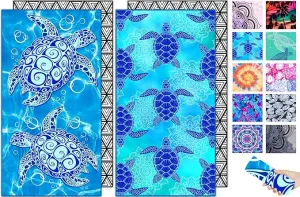 Microfiber Beach Towel –Turtle Series Quick Dry Lightweight Sand Free Oversized Towel Accessories Travel Must Have Swim Pool Yoga Camping Gear Summer Cruise Ship Essentials Cloud Compact Gift 71" 32"