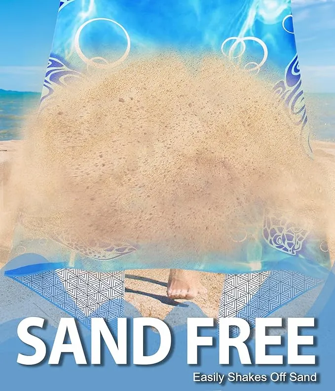 Microfiber Beach Towel –Turtle Series Quick Dry Lightweight Sand Free Oversized Towel Accessories Travel Must Have Swim Pool Yoga Camping Gear Summer Cruise Ship Essentials Cloud Compact Gift 71" 32"