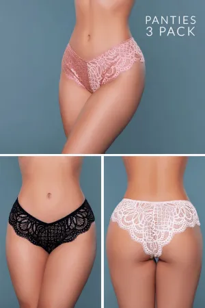Mid Rise Panties With Delicate Lace Detail