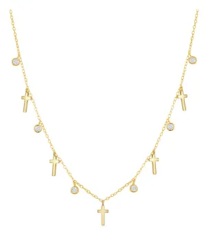 Mini Cross and Dew Drop Necklace