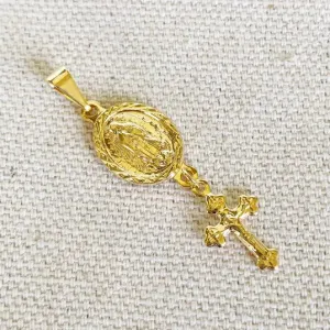 Mini Lady of Guadalupe Medal Followed By Crucifix Cross Charm
