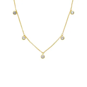 Mini Multi CZ Bezel Dangling Charm Necklace