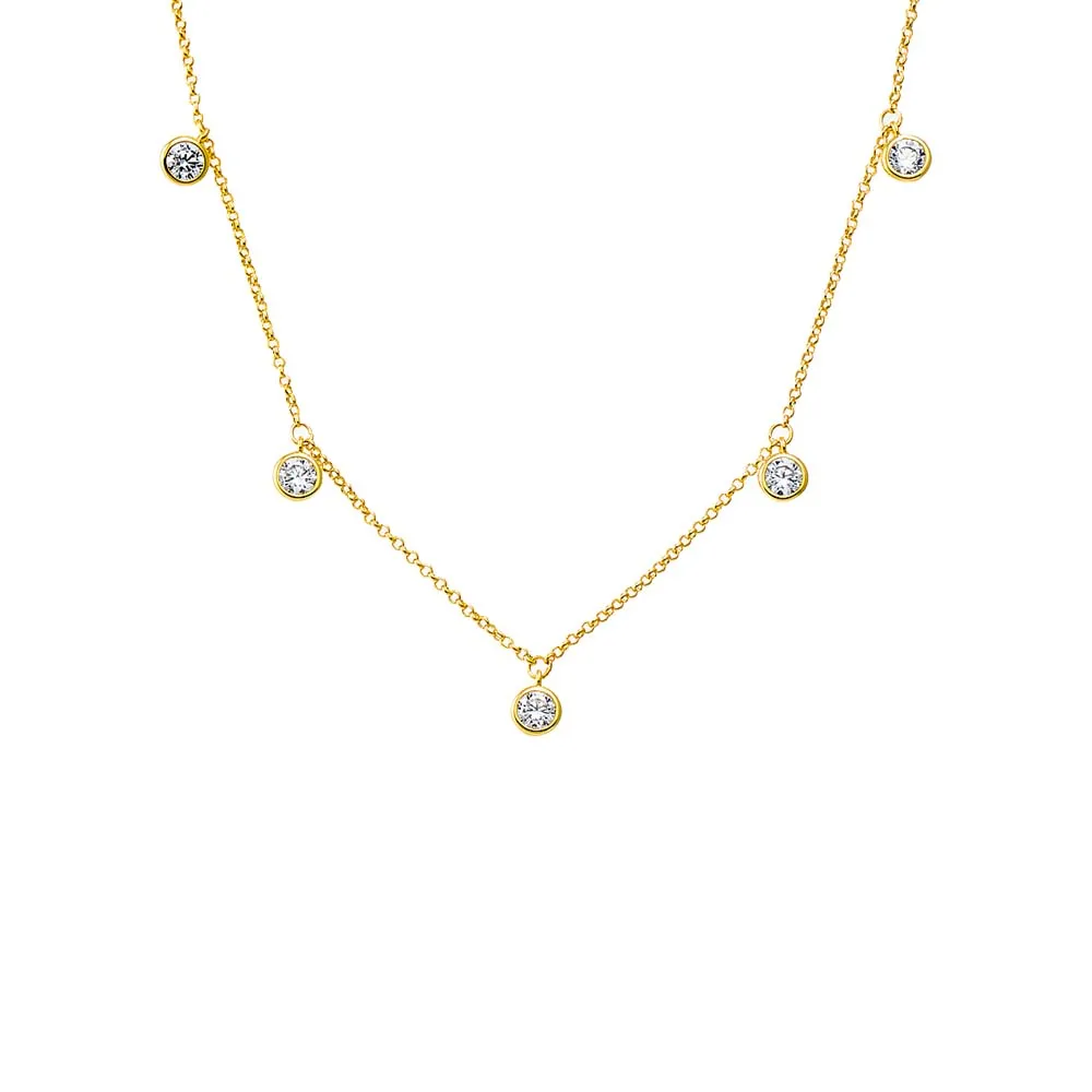 Mini Multi CZ Bezel Dangling Charm Necklace