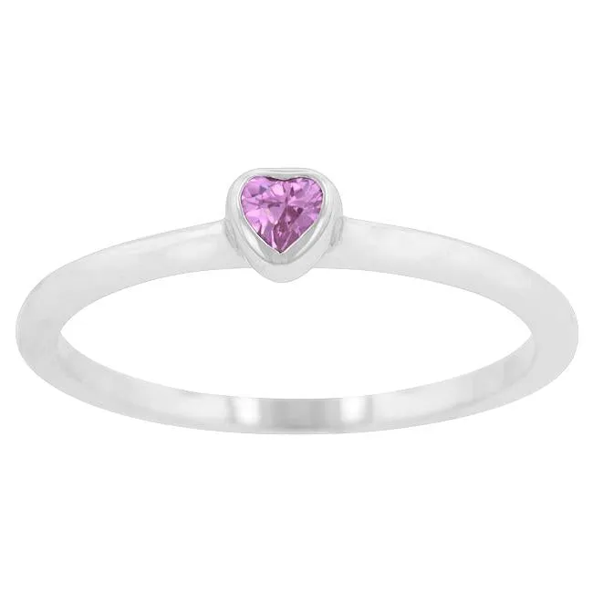 Mini Pink Heart Solitaire Ring