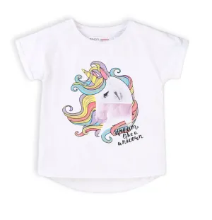 Minoti Girls T-shirt Unicorn White (3-6yrs)