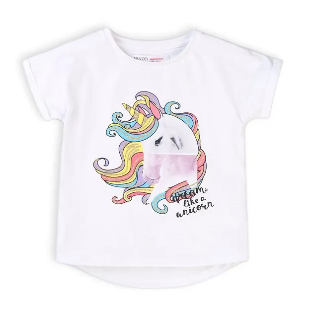 Minoti Girls T-shirt Unicorn White (3-6yrs)