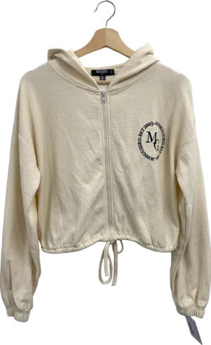 Missguided Cream Tall Waffle Textured Zip Hoodie UK 6