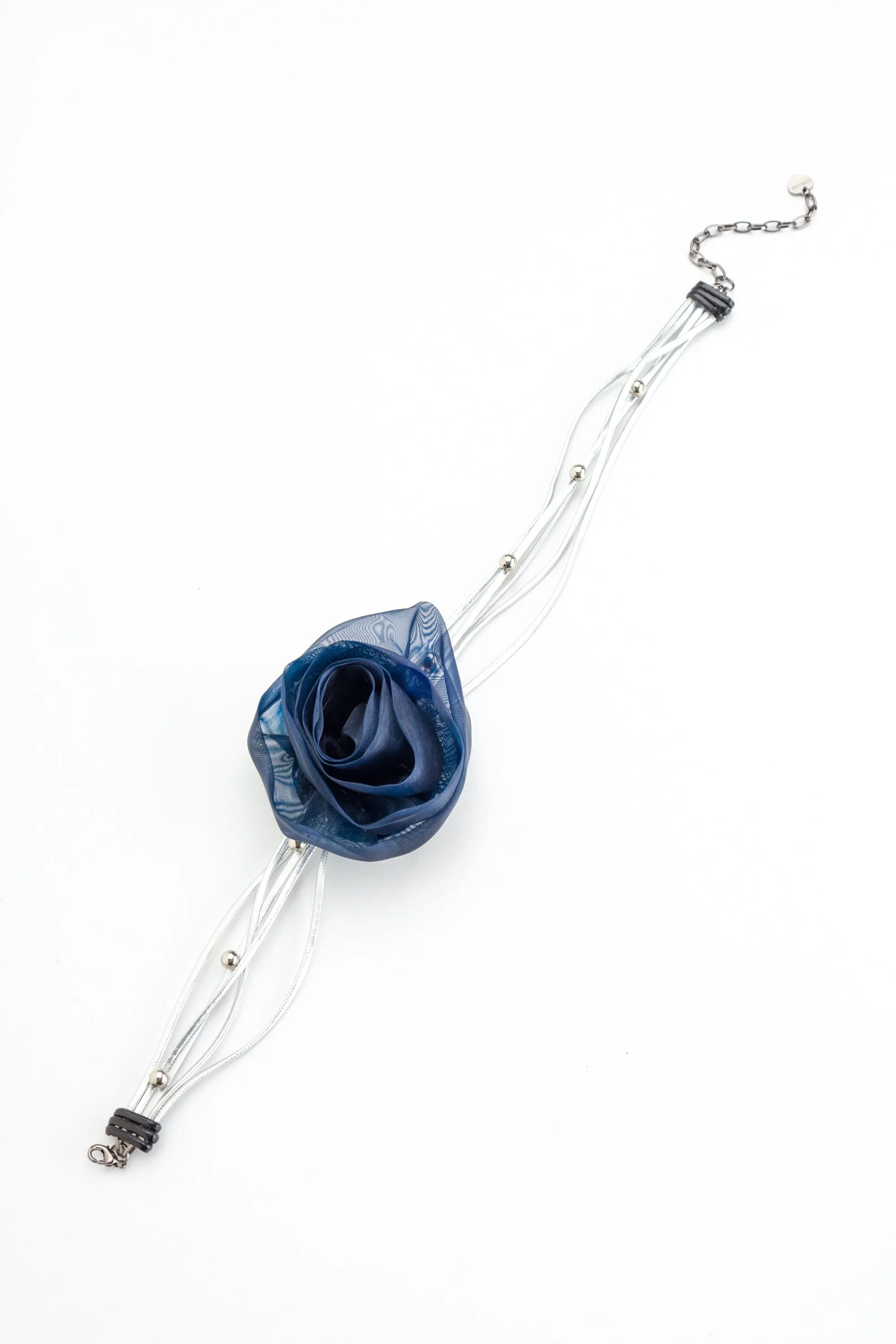 Montana Blue Rose Silver Bead Choker