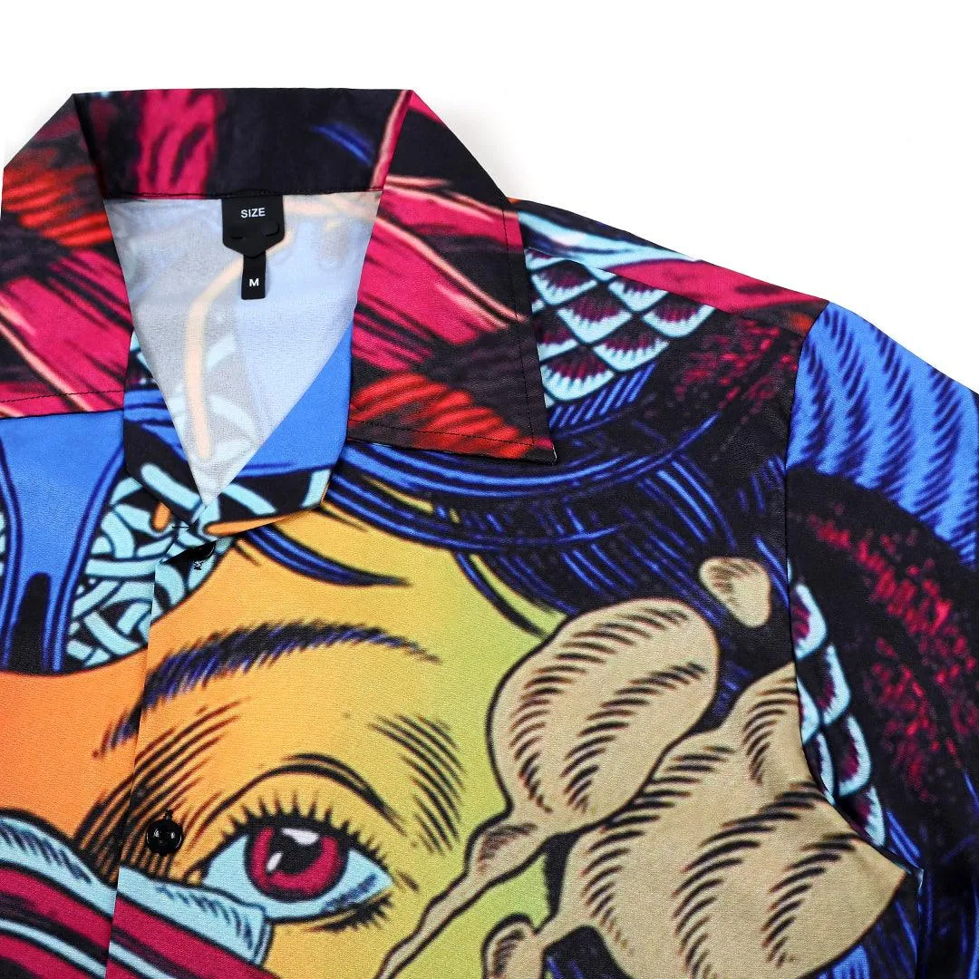 Multi Coloured Face encrypted Aloha Designed Shirt