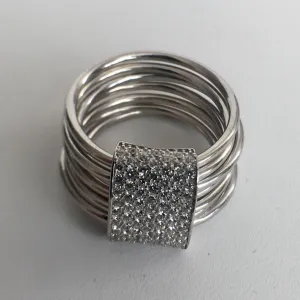 Multi-strand Silver and CZ Ring