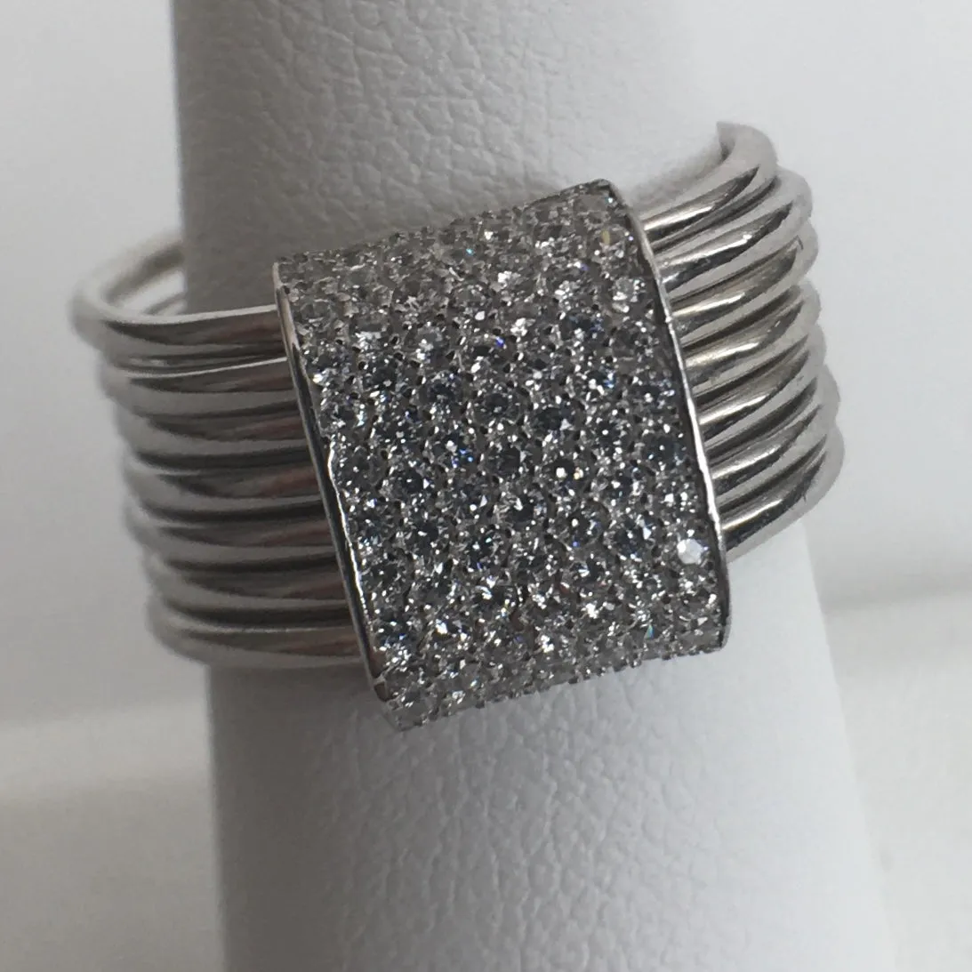 Multi-strand Silver and CZ Ring