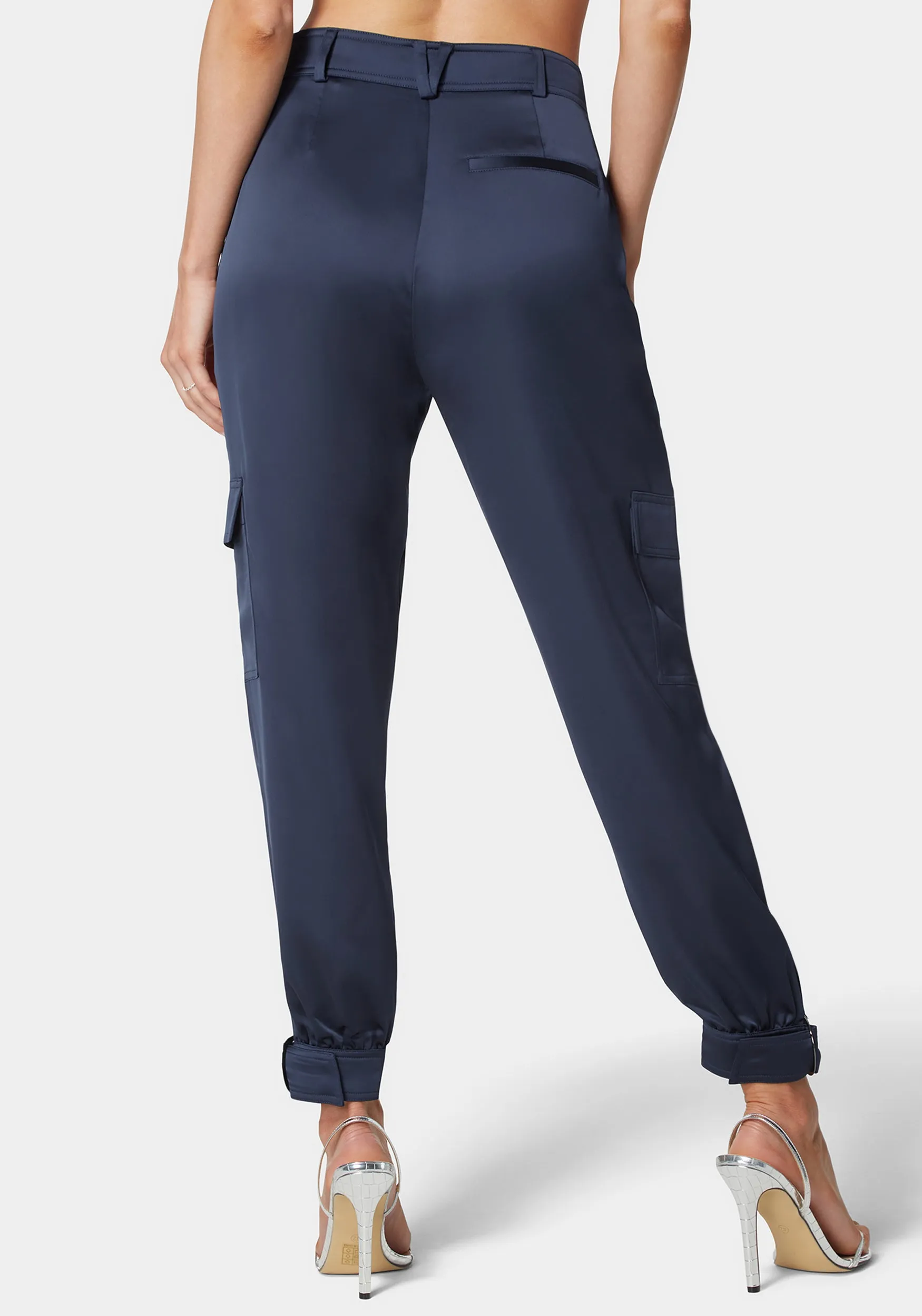 Natural Waist Stud Detail Satin Jogger Pant