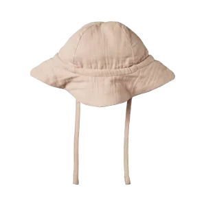 NATURE BABY CRINKLE MUSLIN SUNHAT ROSE DUST CRINKLE