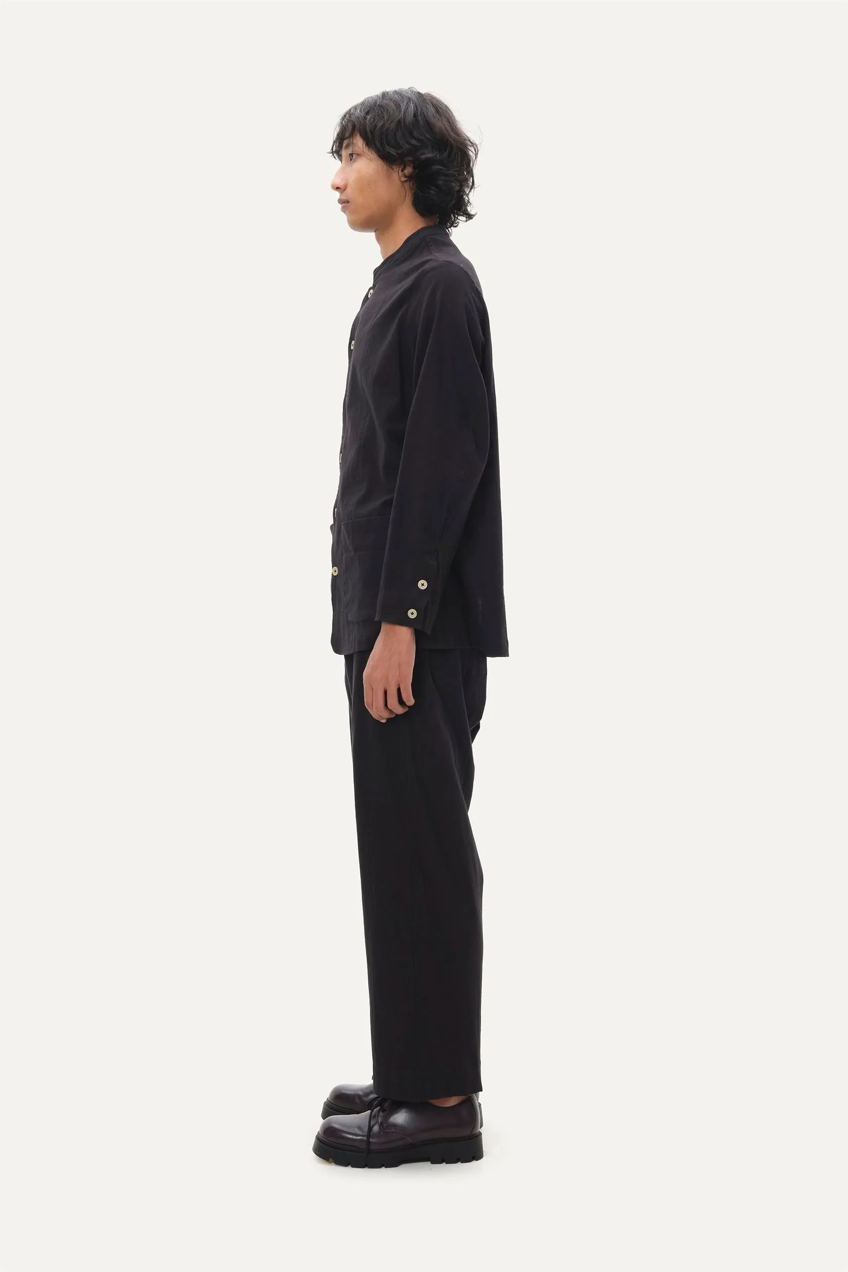 Naushad Ali I Chalkline set Signature Spring Summer 2025 Crushed cotton Black NA SS24 M09