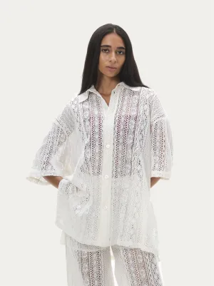 Naushad Ali   I   Lace button-down shirt White Signature Spring Summer 2025 White Cotton lace NA SS24 W28T