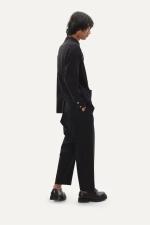 Naushad Ali I Nehru collar shirt,Black Signature Spring Summer 2025 Crushed cotton Black NA SS24 M09T
