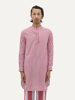 Naushad Ali I Temple striped kurta Signature Spring Summer 2025 Handwoven Silk cotton Lilac   coral red NA SS24 M11T