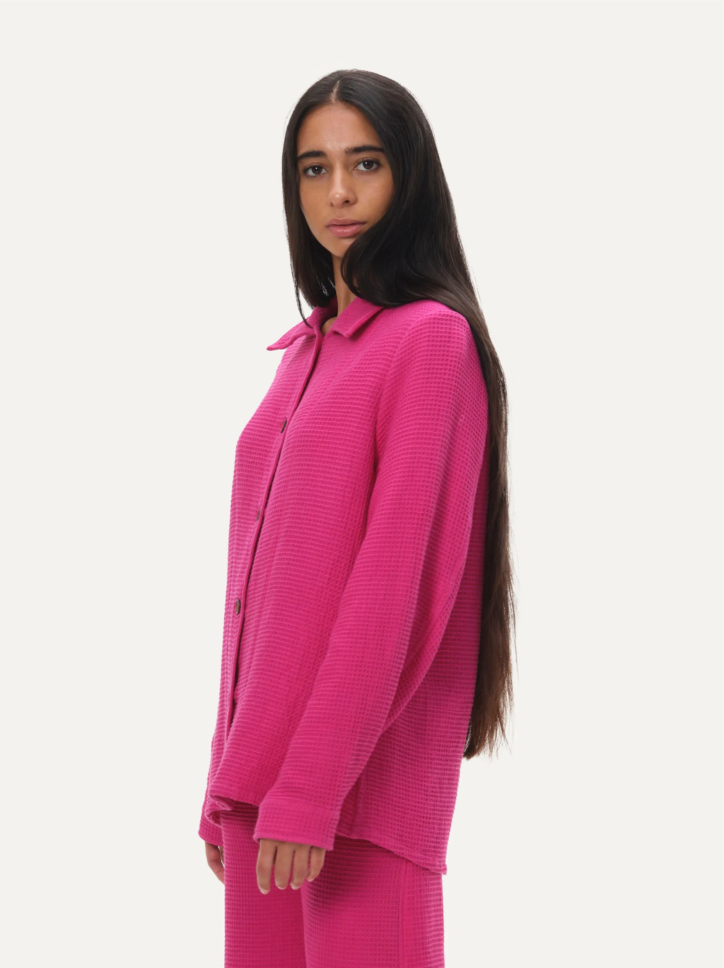 Naushad Ali   I   Waffle shirt Pink Signature Spring Summer 2025 Pink Handwoven cotton NA SS224 W26T