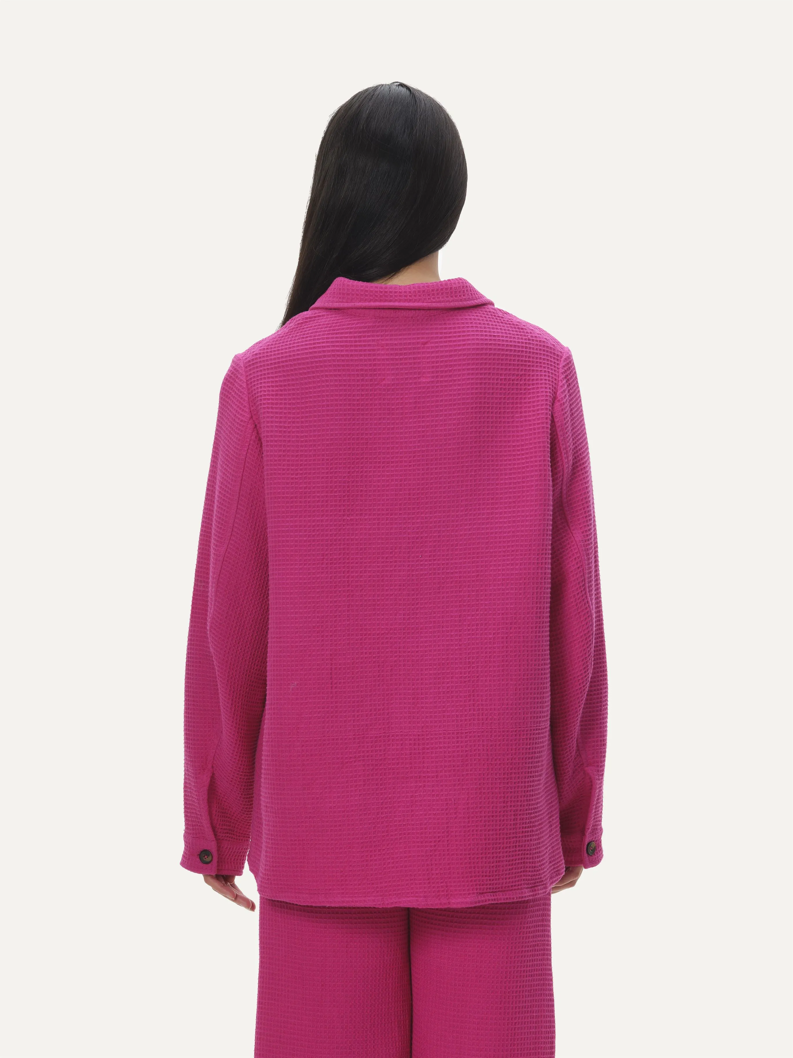 Naushad Ali   I   Waffle shirt Pink Signature Spring Summer 2025 Pink Handwoven cotton NA SS224 W26T